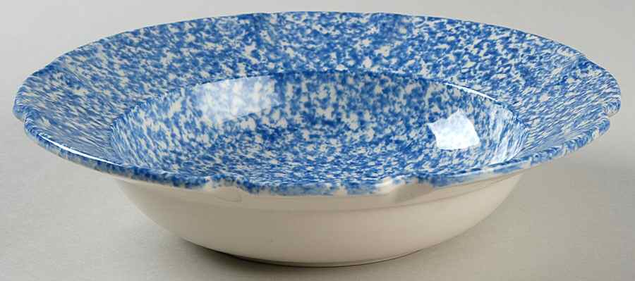 Blue Stipple Rim Soup Bowl by Los Angeles-1