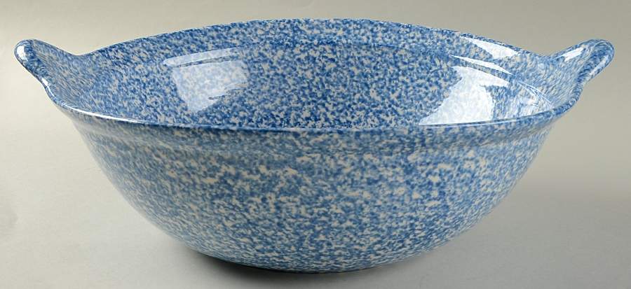 Blue Stipple 15" Round Handled Bowl by Los Angeles-1