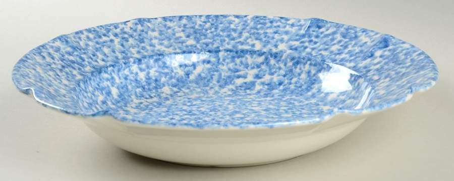 Blue Stipple Large Rim Soup Bowl by Los Angeles-1