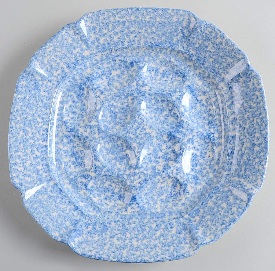 Blue Stipple Deviled Egg Plate by Los Angeles-1