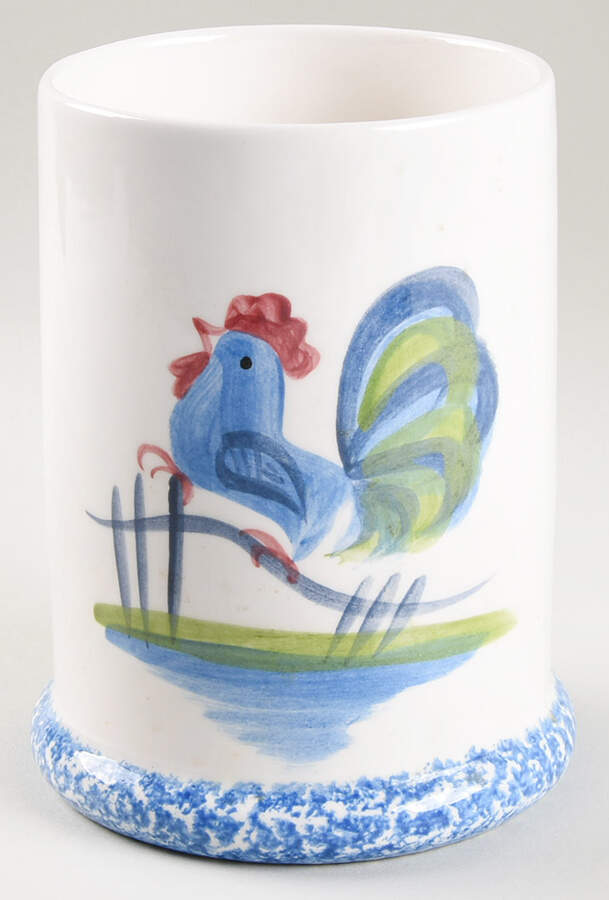 Blue Stipple with Rooster Medium Canister No Lid by Los Angeles-1