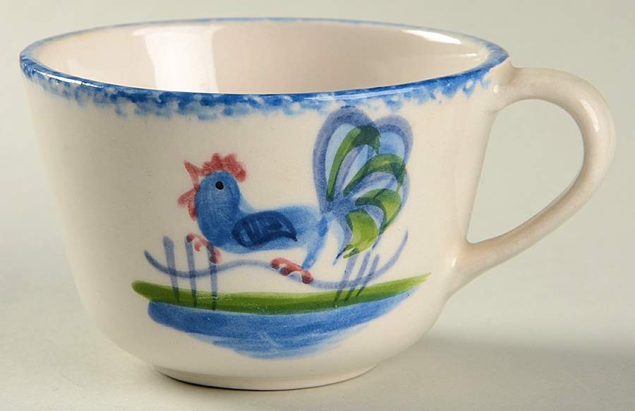 Blue Stipple with Rooster Flat Cup by Los Angeles-1