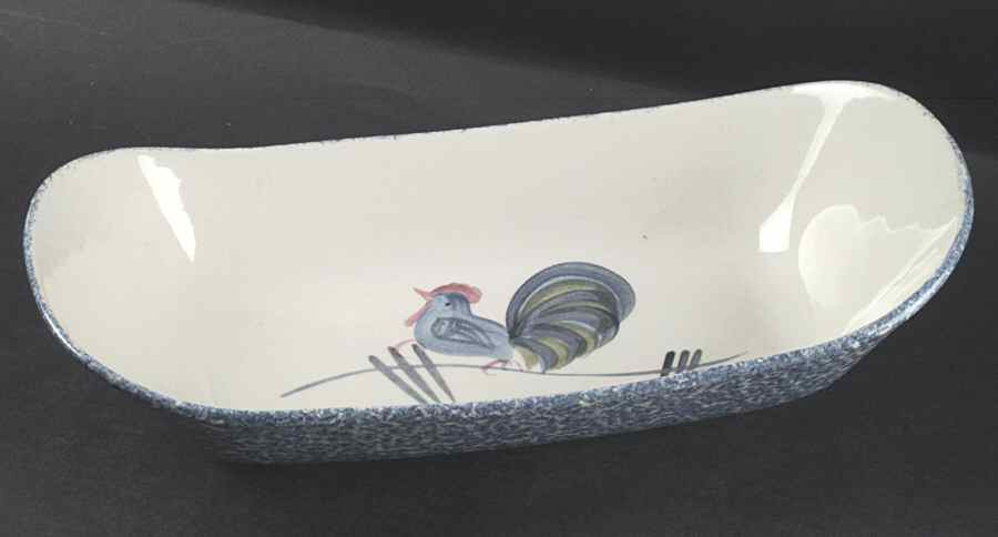 Blue Stipple with Rooster Bread Tray by Los Angeles-1