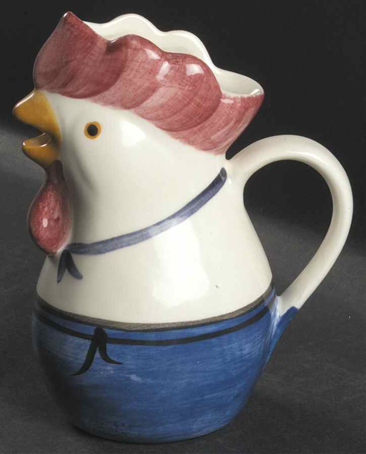 Blue Stipple with Rooster Figural Pitcher by Los Angeles-1