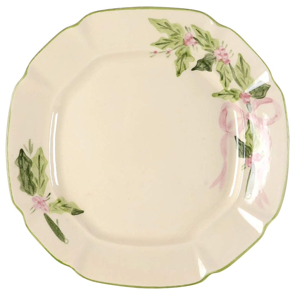 Holly (Green Trim) Square Dinner Plate by Los Angeles-1