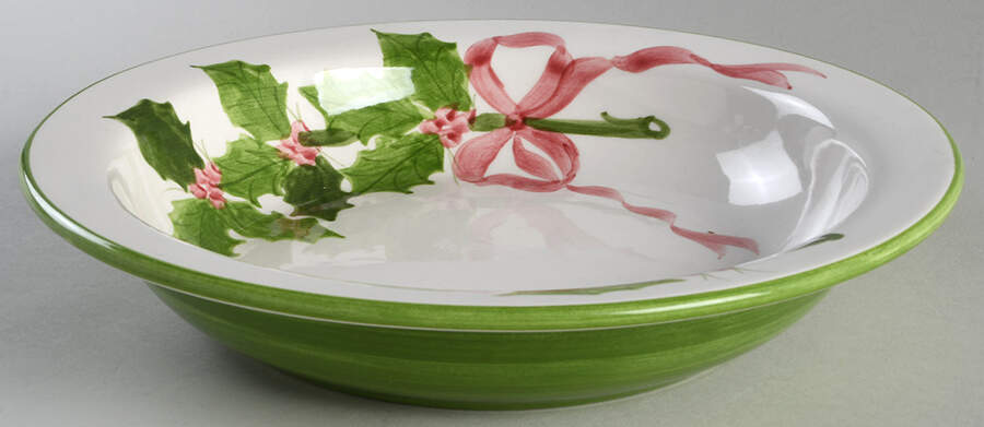 Holly (Green Trim) 11" Pasta Serving Bowl by Los Angeles-1