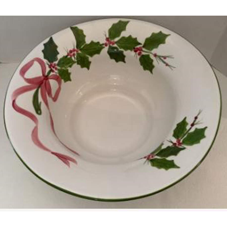 Holly (Green Trim) 15" Pasta Serving Bowl by Los Angeles-1