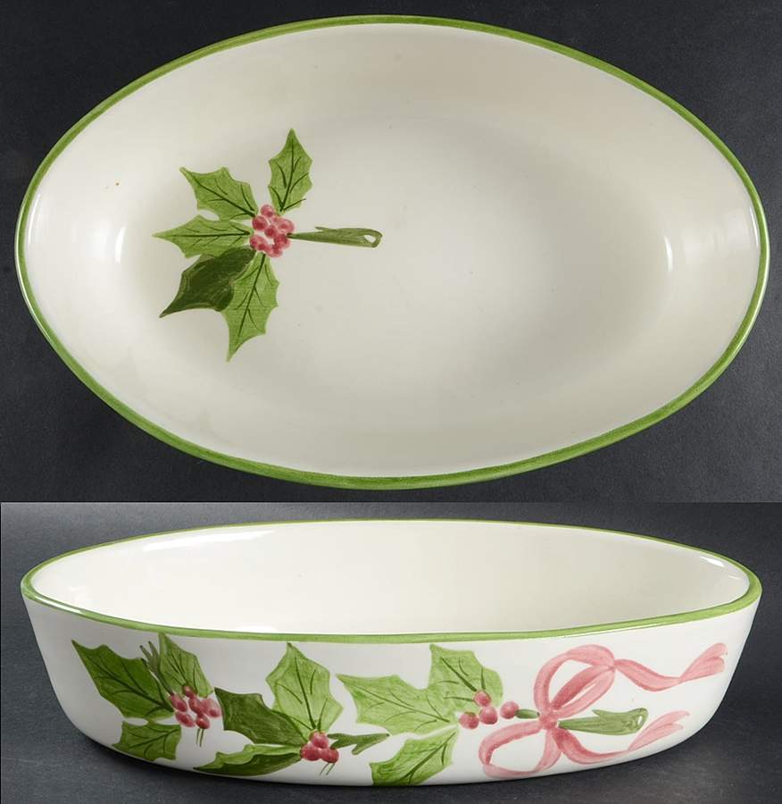 Holly (Green Trim) 12'' Oval Baker by Los Angeles-1