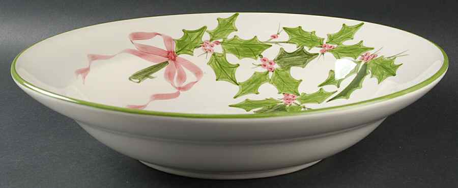 Holly (Green Trim) 14" Pasta Serving Bowl by Los Angeles-1
