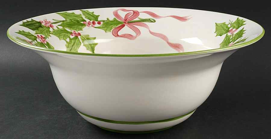 Holly (Green Trim) 15" Round Serving Bowl by Los Angeles-1