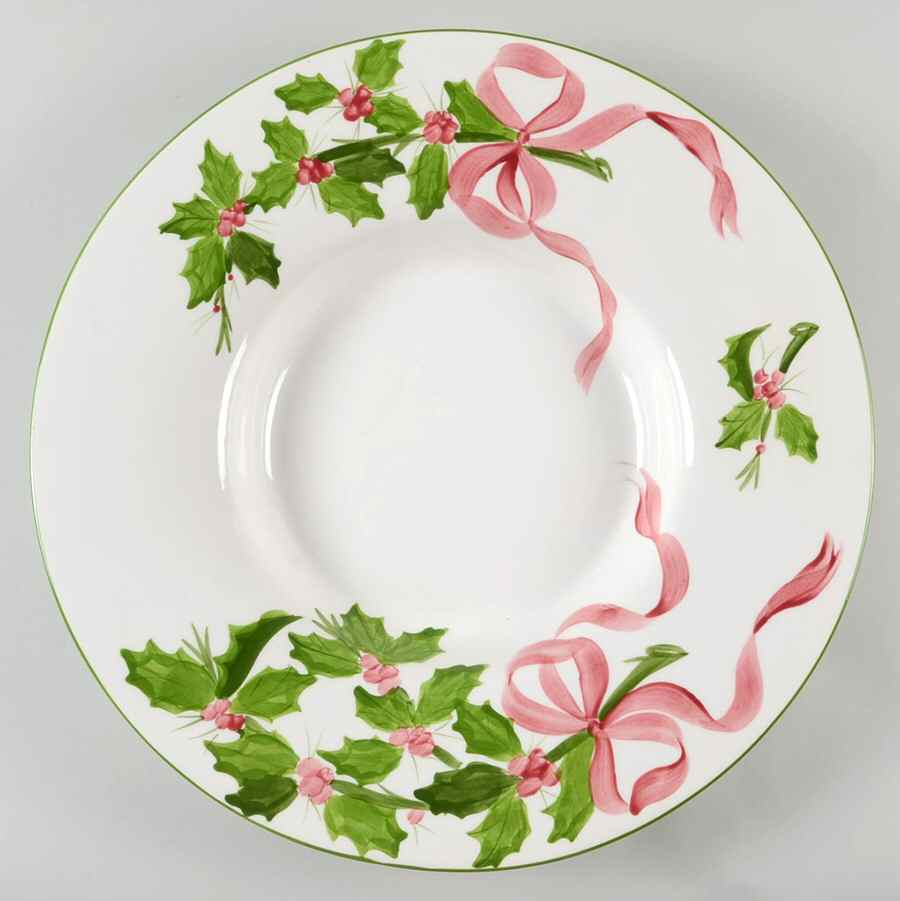 Holly (Green Trim) 18" Pasta Serving Bowl by Los Angeles-1