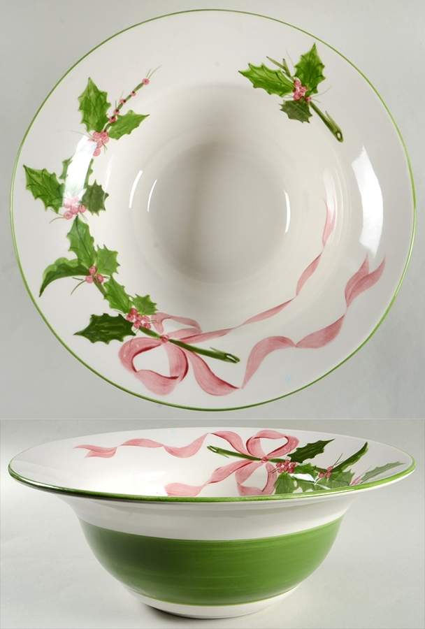 Holly (Green Trim) 15" Round Serving Bowl by Los Angeles-1