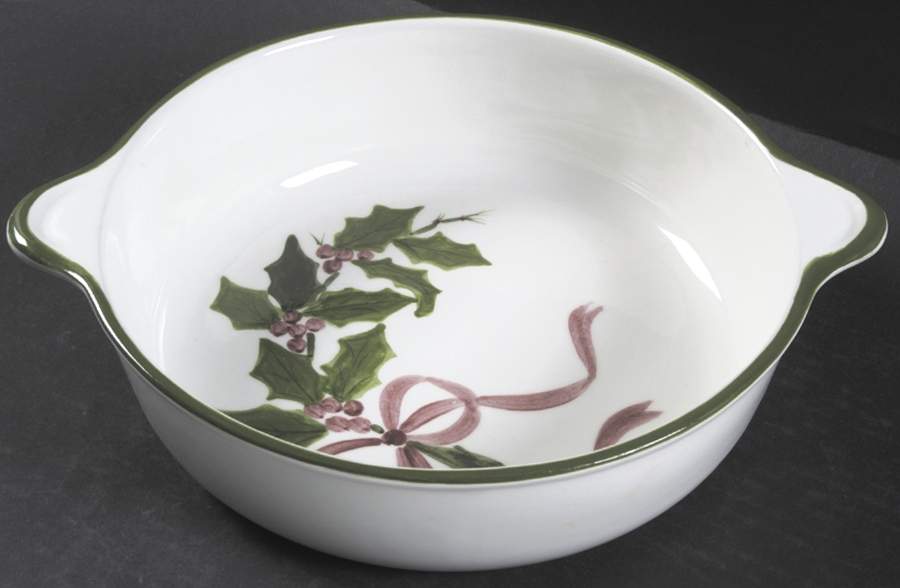 Holly (Green Trim) Handled Bowl by Los Angeles-1