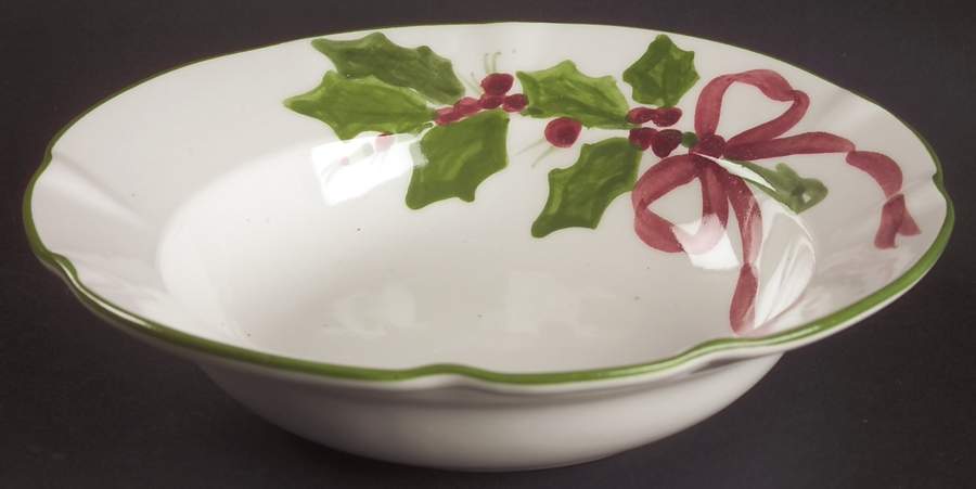 Holly (Green Trim) Rim Cereal Bowl by Los Angeles-1