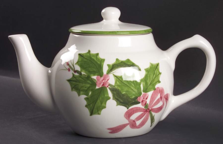 Holly (Green Trim) Teapot & Lid by Los Angeles-1