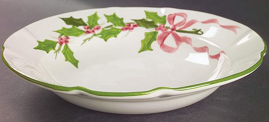 Holly (Green Trim) Large Rim Soup Bowl by Los Angeles-1