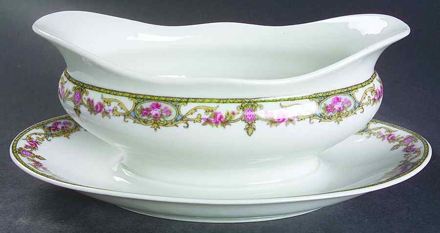 The Arenida (No Gold Trim) Gravy Boat with Attached Underplate by Leon D Bloch-1