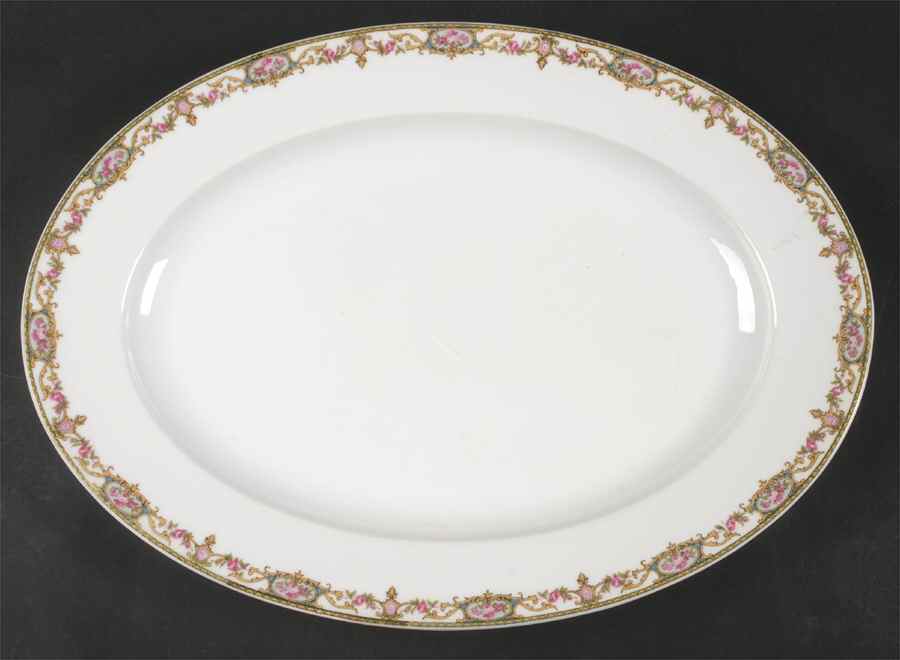 The Arenida (No Gold Trim) 15" Oval Serving Platter by Leon D Bloch-1