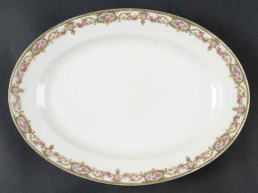 The Arenida (No Gold Trim) 11" Oval Serving Platter by Leon D Bloch-1