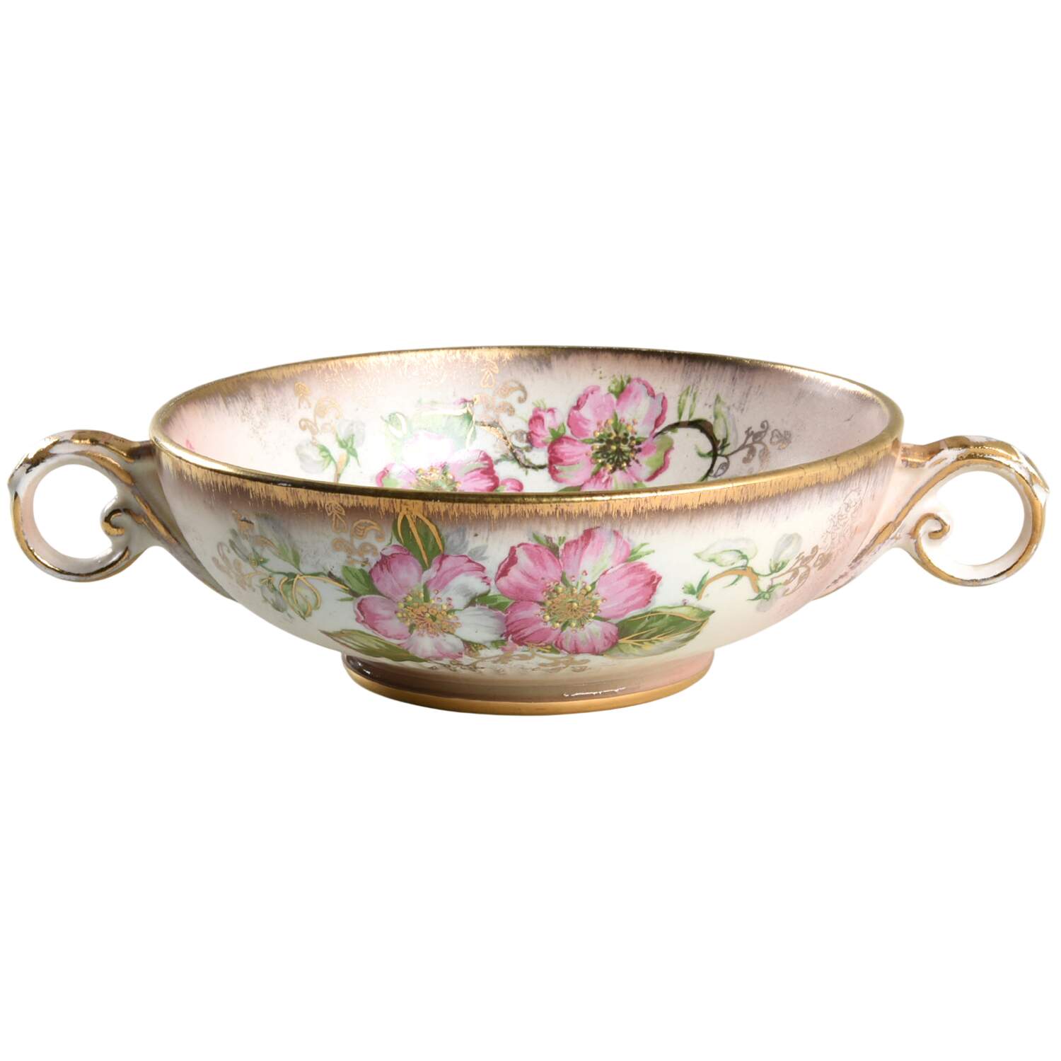 Dusty Blossom Footed Cream Soup Bowl by Lecot-1
