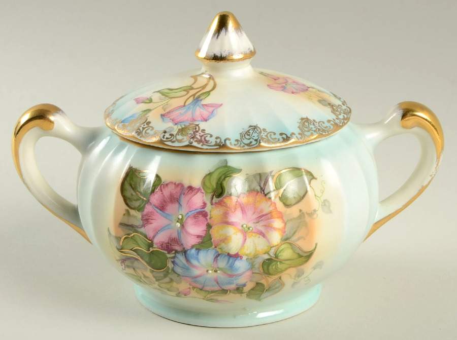Morning Glory Sugar Bowl & Lid by Lecot-1