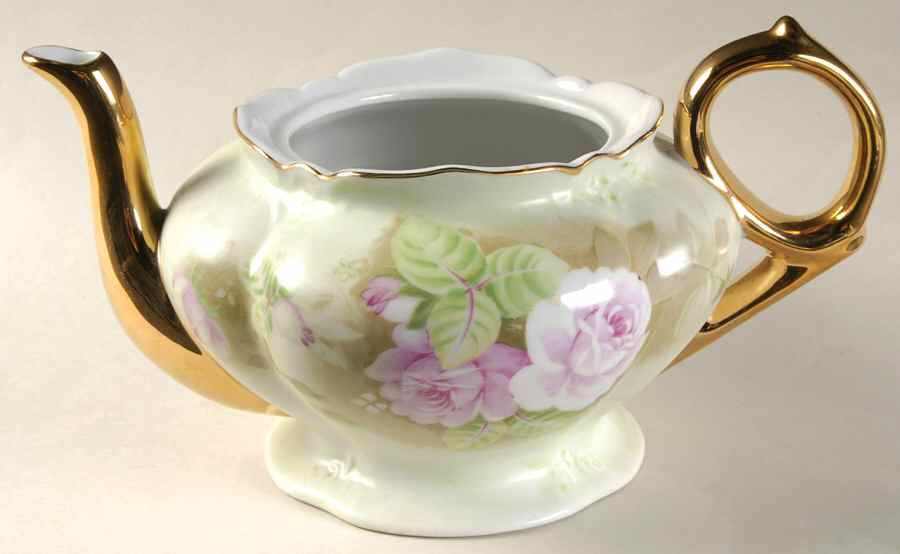 Heritage Green Teapot No Lid by Lefton-1