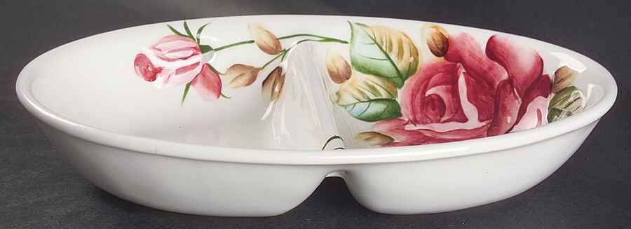 Americana 11" Oval Divided Vegetable Bowl by Lefton-1