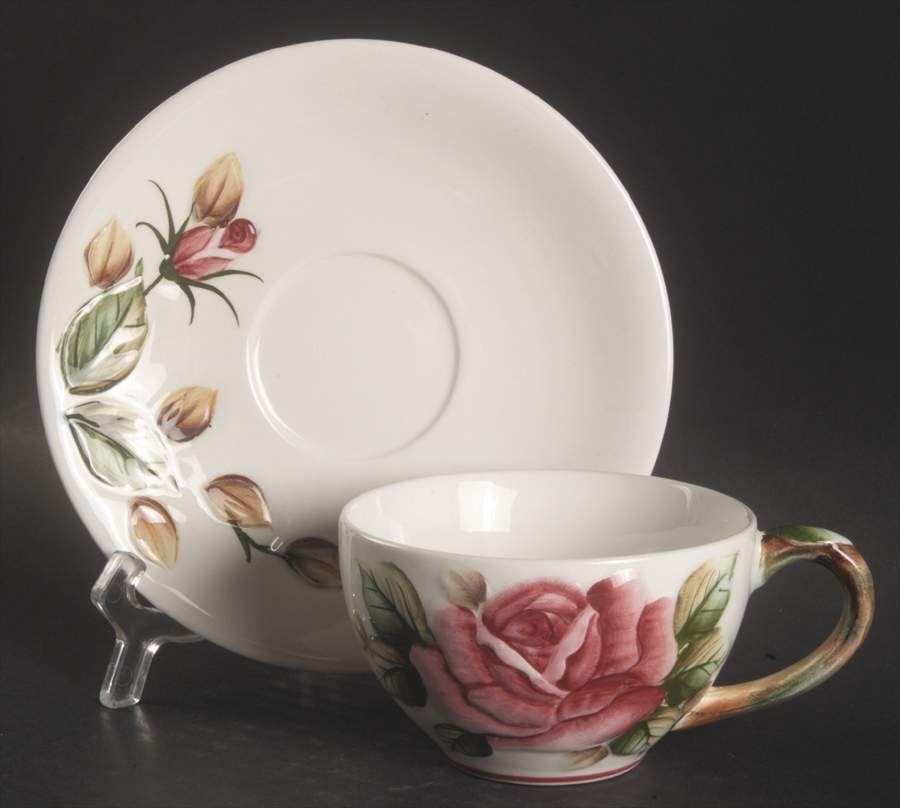 Americana Flat Cup & Saucer Set by Lefton-1