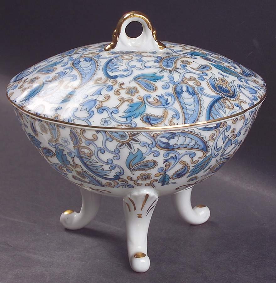 Blue Paisley 5" Candy Box with Lid by Lefton-1