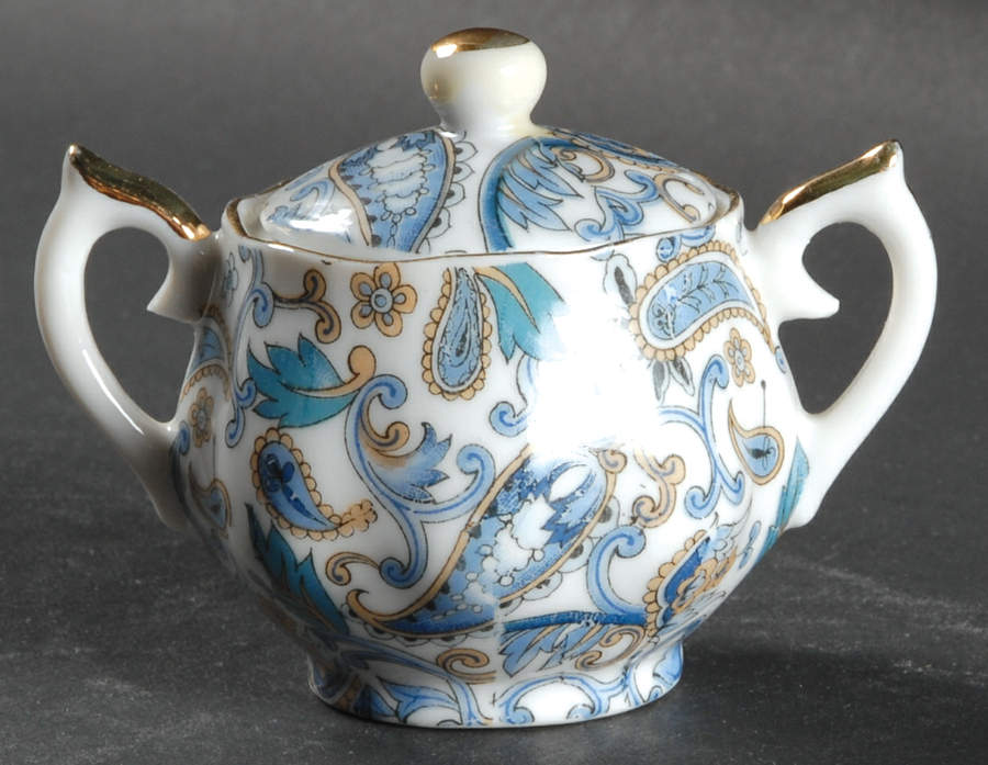 Blue Paisley Individual Sugar Bowl & Lid by Lefton-1