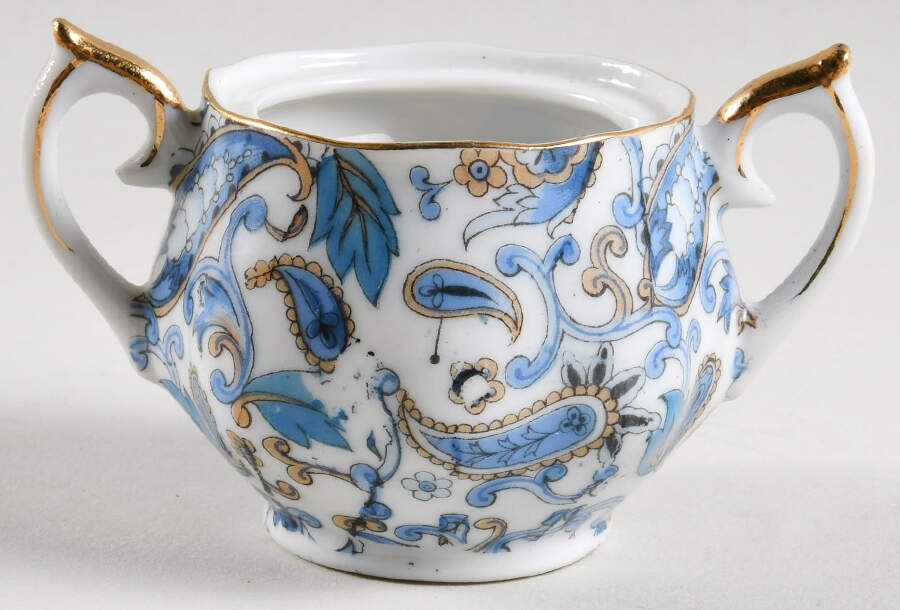 Blue Paisley Mini Sugar Bowl No Lid by Lefton-1
