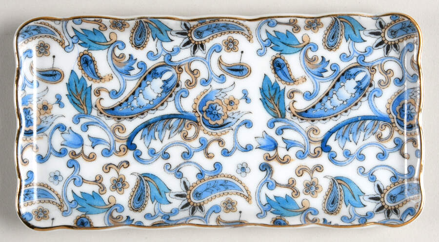 Blue Paisley Tray for Mini Creamer & Sugar with Lid by Lefton-1