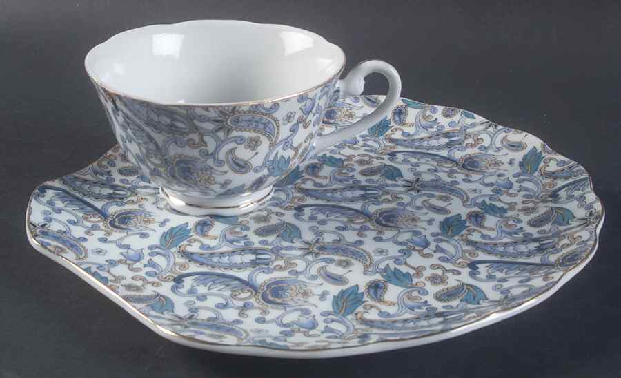 Blue Paisley Snack Plate & Cup Set by Lefton-1