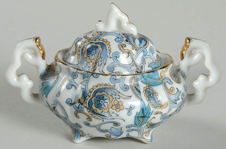 Blue Paisley Mini Sugar Bowl & Lid by Lefton-1