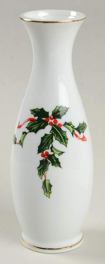 Boughs of Holly (SCALLOPED) Bud Vase by Lefton-1