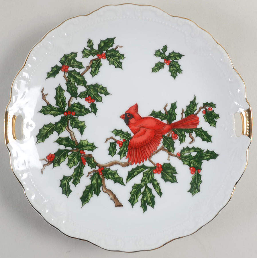 Cardinal Handled Cake Plate by Lefton-1