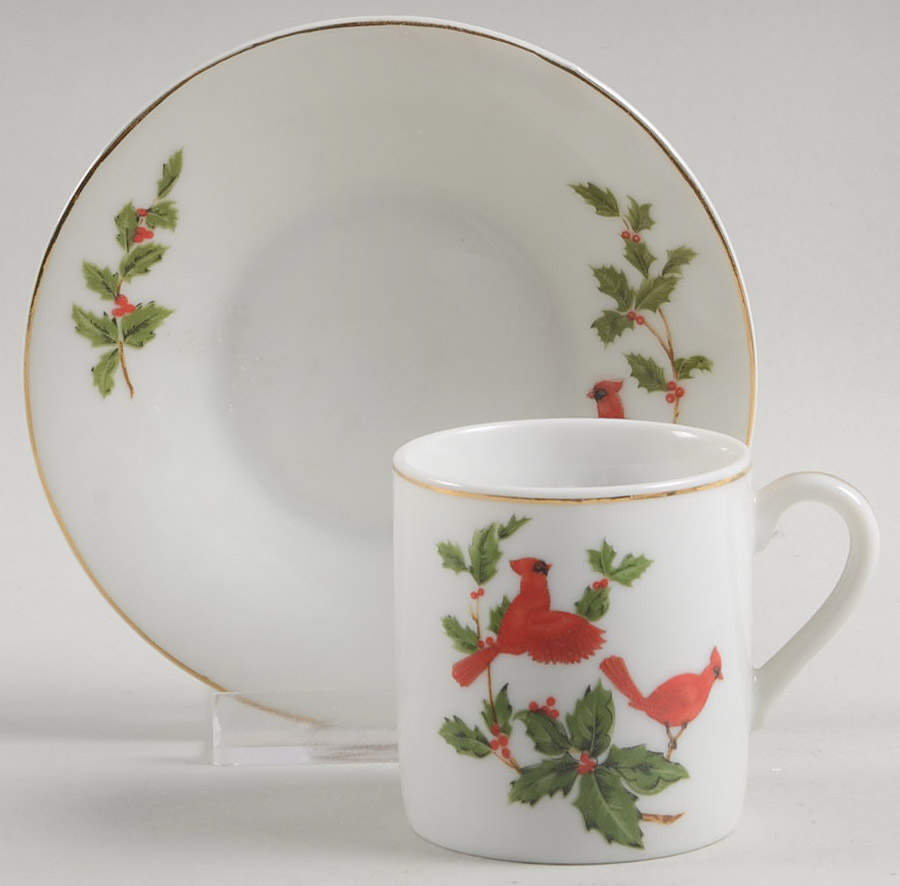 Cardinal Flat Demitasse Cup & Saucer Set by Lefton-1