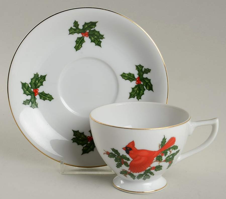 Cardinal Footed Cup & Saucer Set by Lefton-1