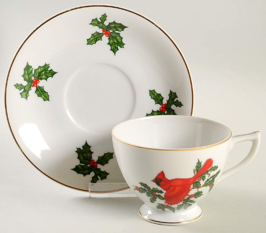 Cardinal Footed Cup & Saucer Set by Lefton-1