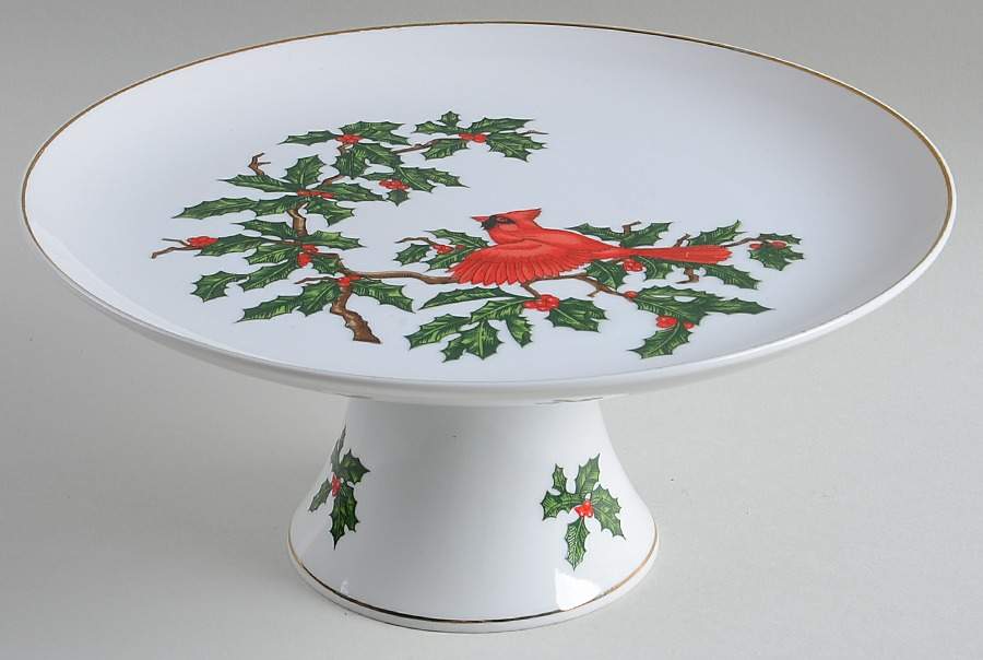 Cardinal 10" Diameter Pedestal Cake Stand by Lefton-1