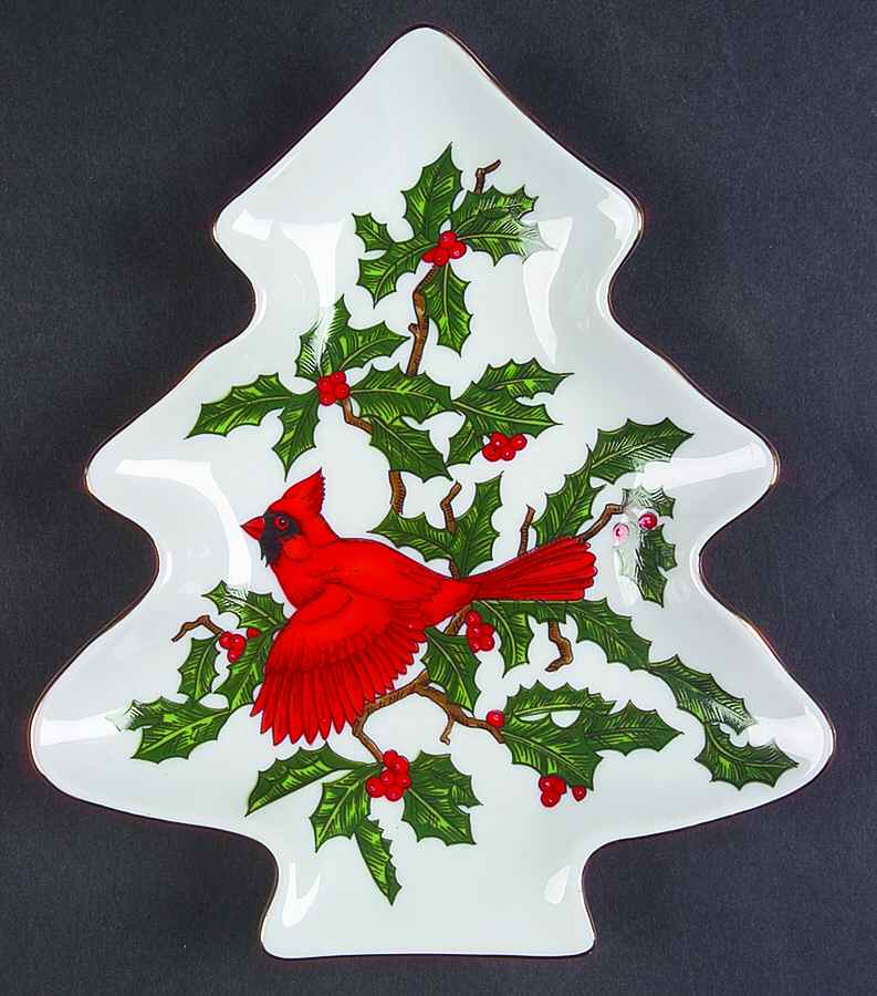 Cardinal 1 Part Small Tree Shaped Dish by Lefton-1