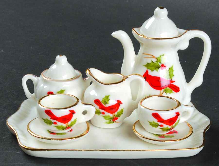 Cardinal (10 Piece) Miniature Tea Set by Lefton-1