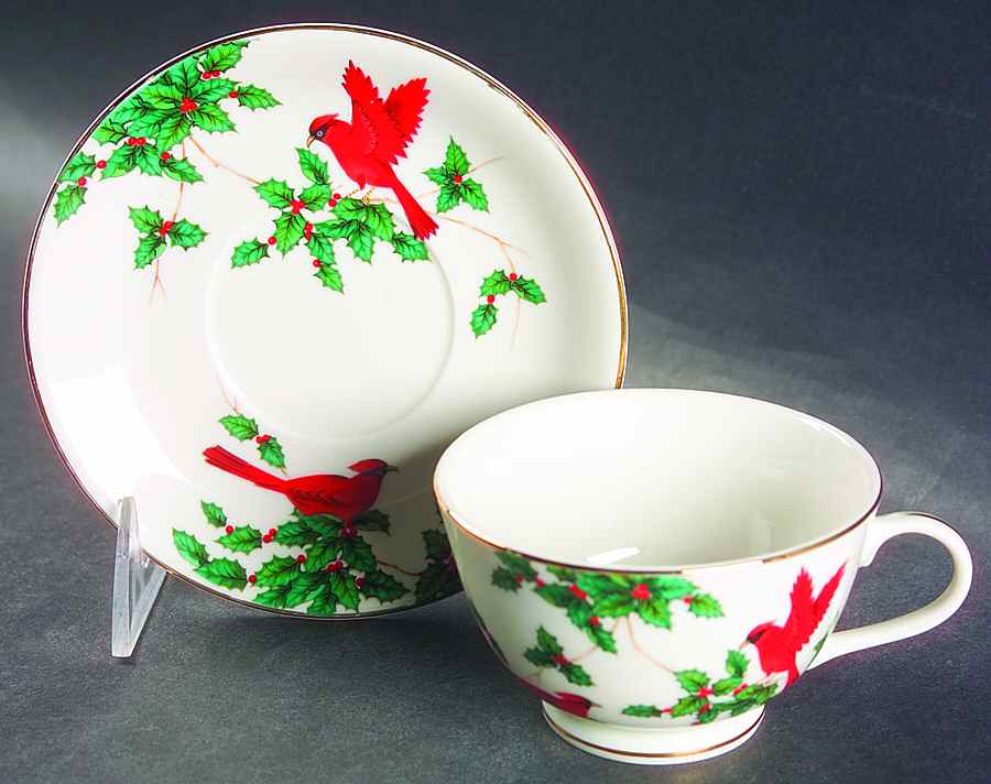 Cardinal Footed Cup & Saucer Set by Lefton-1
