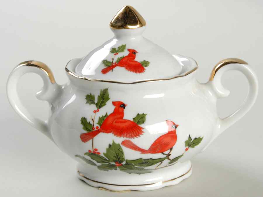 Cardinal Sugar Bowl & Lid by Lefton-1