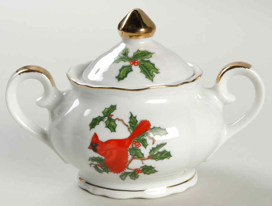 Cardinal Sugar Bowl & Lid by Lefton-1