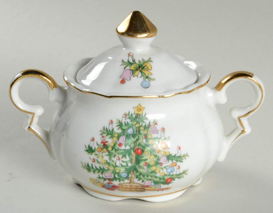 Christmas Tree Sugar Bowl & Lid by Lefton-1