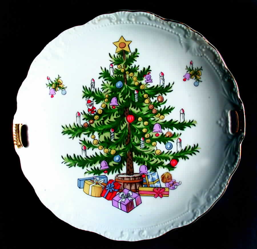 Christmas Tree Handled Cake Plate by Lefton-1