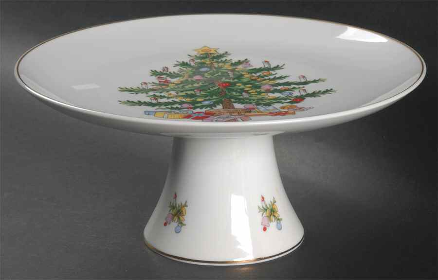 Christmas Tree 10" Diameter Pedestal Cake Stand by Lefton-1