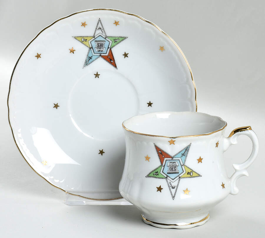Eastern Star Footed Cup & Saucer Set by Lefton-1