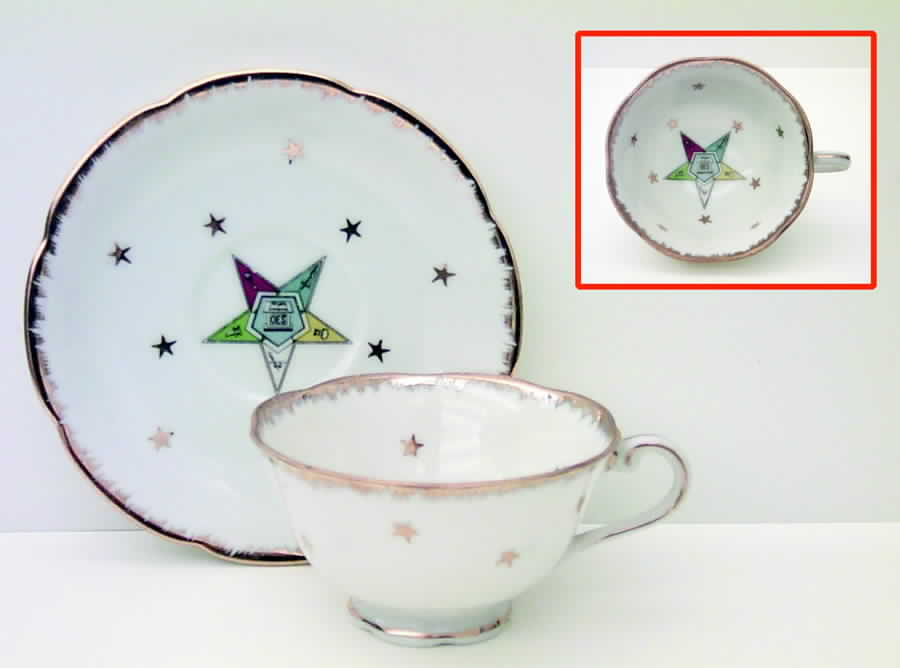 Eastern Star Footed Cup & Saucer Set by Lefton-1